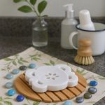 KunhaR Natural Marble Soap Dish Handmade Stone Holder for Bathroom, Tub & Sink