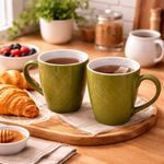 Kunhar Ceramic Milk Mug, Coffee Mug - 2 Pieces, Muddy Green, 350ml