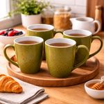 Kunhar Ceramic Milk Mug, Coffee Mug - 4 Pieces, Muddy Green, 350ml