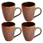Kunhar Ceramic Milk Mug, Coffee Mug - 4 Pieces, Orange Blue, 350ml