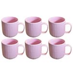 Kunhar Ceramic Milk Mug, Coffee Mug - 6 Pieces, Cavern Pink, 300 ml