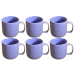 Kunhar Ceramic Milk Mug, Coffee Mug - 6 Pieces, Light Steel Blue, 300 ml