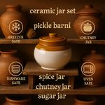 Kunhar Ceramic Jars (1200ML) – Handcrafted Multipurpose Barni with Lid for Pickle, Chutney, Spices, Salt, Sugar – Kitchen Storage Containers, White Espresso