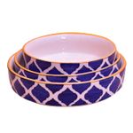 Kunhar Ceramic Bowls Set for Snacks Ceramic Serving Bowl Set for Dinner - 650 ML, 550 ML and 400 ML, 3 Pieces, Blue