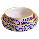 Kunhar Ceramic Bowls Set for Snacks Ceramic Serving Bowl Set for Dinner - 650 ML, 550 ML and 400 ML, 3 Pieces, Yellow Blue