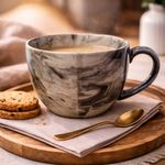 Kunhar Ceramic Jumbo Coffee Mug Soup Mug Noodle Mug - 350 ML - Microwave Safe & Freezer Safe, Set of 1, Marble