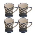 Kunhar Ceramic Tea Cup - 120 Ml, 4 Pieces, Grey (Cup-18)