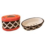 Kunhar Ceramic 2-Piece Bathroom Accessories Set (1 Soap Dish Holder and 1 Toothbrush Holder), Red Chidi