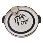 KunhaR Ceramic Platter, Pizza Plate, Round Serving Plate With Serving Chutney Bowl, 10 Inch, White Tree